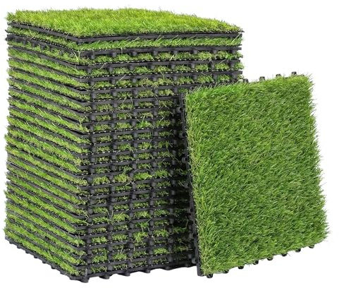 Outsunny Gazon Synthétique Dalle Gazon Clipsable DIY 22 Pièces 25mm Vert