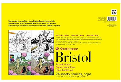 Strathmore Pro-Art Bristol Smooth Paper Lose Blätter 11 x 17 Zoll, 24 Blatt, Weiß