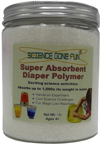 Science Educational Products - Superabsorbent Diaper Polymer 1 Lb Sodium Polyacrylate - One Pound of the Superabsorbent Polymer