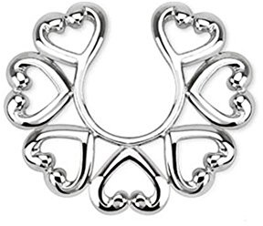 Paula & Fritz® Fake Brustwarzen-Piercing Brustpiercing Frau Maenner Intimpiercing Mann Nippelpiercing Wachsende Herzen Edelstahl Chirurgenstahl 316L KX003