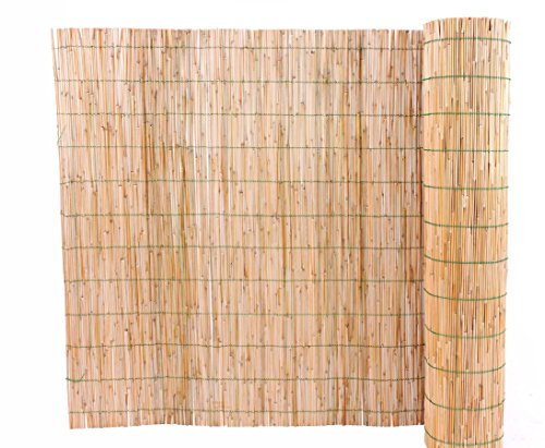 Schilfrohrmatte Deluxe geschält 140 x 600cm - Premium Sichtschutz Schilfmatte mit ausgesuchten Halmen 1,4m x 6m