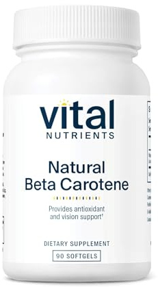 Vital Nutrients Natural Beta Carotene 25,000IU - Precursor to Vitamin A - High-Dose Antioxidant - Vision, Skin, and Health Support - Gluten, Dairy, Soy Free - 90 Softgels