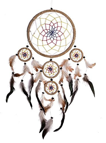 Dreamcatcher - Traumfänger \Gute Träume\, 22 cm, Länge/Breite ca. 65/35 cm, mehrfarbiges Netz