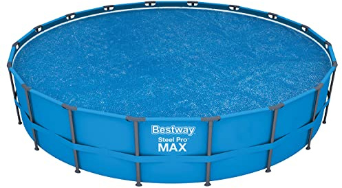 Bestway Flowclear 18 Foot Round Solar Heat Secure Pool Cover for Above Ground Swimming Pools with Storage Bag, Blue (Cover Only)