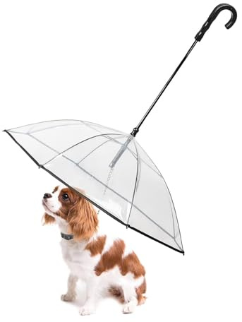 Lesypet Regenschirm mit Leine für kleine Haustiere, Regenschirm für Hunde, passend für 50,8 cm Rückenlänge