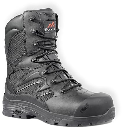 Rock Fall Mens Titanium High Leg Waterproof Safety Boot, Black, 5 UK