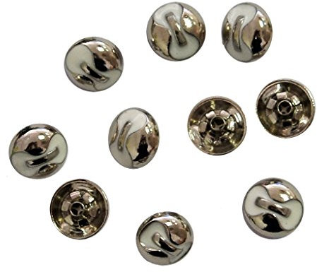 HAND ® Druckknöpfen 4-teilig PSSC03 Dekorative Silber Weiß Top-Verschluss-Knopf 12 mm - Packung mit 10 Sets