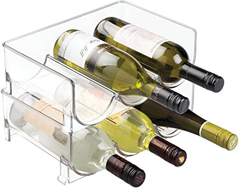 mDesign 2er-Set Flaschenregal – stapelbare Aufbewahrung für Wasserflaschen bzw. Trinkflaschen – ideal als Weinflaschenregal bzw. Weinflaschenhalter mit Platz für je 3 Flaschen – durchsichtig