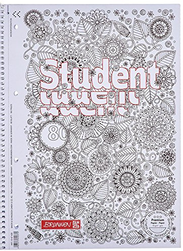 BRUNNEN 10 Blöcke 1067427 Notizblock/Collegeblock Student Zenart (A4, kariert Lineatur 28, 90 g/m², 80 Blatt)