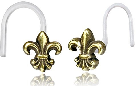 CHICNET Nostril Piercing Messing Nasenstecker Screw Ende Bioflex antik golden Steine | Nasenschmuck Stabdicke ca. 0,8 mm | Unisex Damen Herren Tribal Design Nasenpiercing Brass transparent Lilie
