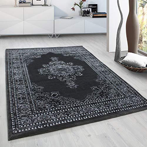HomebyHome Orient Teppich 200x290 cm Grau, Stilvolles Einrichtungselement im Orient-Design, Pflegeleichter Teppich für Wohnzimmer oder Lounge