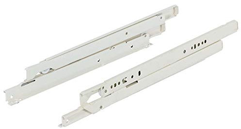 Gedotec Guida per cassetti a estrazione totale 350 mm Guida a rotelle per montaggio su superficie | Guide robuste con portata 50 kg | RAL 9001 bianco | MADE IN AUSTRIA