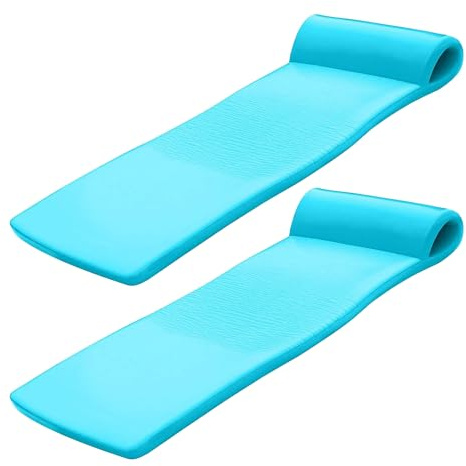 TRC Recreation 2-Pack Sunsation 1.75 Thick Foam Pool Float Lounger, Tropical Teal w/Headrest for Lounging & Sunbathing in Swimming Pools, Beaches & Lakes, 70 x 26