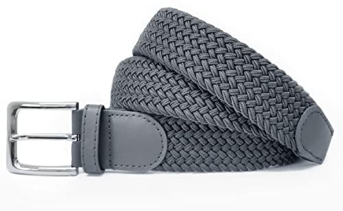 Gloop Unisex elastiskt tygbälte flätat stretchbälte stretchigt bälte för kvinnor och män bredd ca 3,5 cm, Mörkgrå, Gesamtlänge 120cm