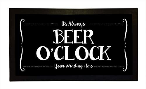 Personalised Bar Runner Mat - Novelty Beer Gifts for Home Pubs Bars - Add Your Text - Beer O'Clock