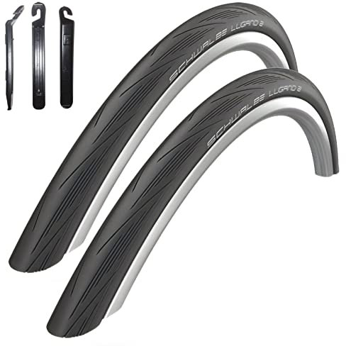 2 x Schwalbe Lugano 28 Rennradreifen Fahrradreifen in Schwarz - 28-622 (700 x 28C) inkl. 3 Reifenheber