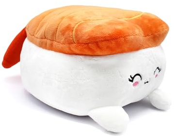 Joy Toy - Plushi Nigiri Sushi mit Garnele (gestickt) Plüsch - Größe 20 cm, Weiß,orange,rosa,schwarz