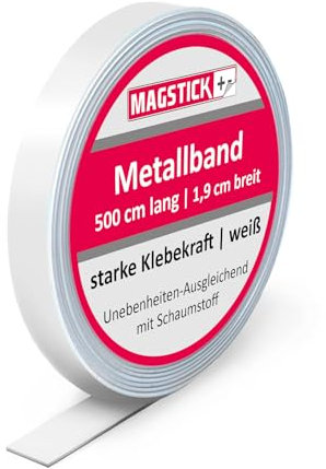 Striscia magnetica da parete in lamiera d'acciaio autoadesiva come base adesiva per magneti I 19 mm di larghezza 5 metri di lunghezza (2x 2,5 m) I Striscia magnetica I mag245