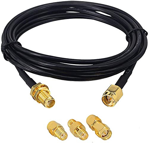 Boobrie SMA Kabel 3M + 3 Adapter Kit - RG174 Stecker/Buchse Koaxialkabel für WIFI 3G 4G LTE, GPS SDR, Amateurfunkantenne