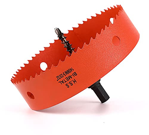 Dribotway Scie cloche bimétallique 5-45/64''(145mm), fraiseuse trépan en acier rapide HSS, avec 1 tige et 1 perceuse, pour matériaux de cloison sèche, bois, plastiques et métaux