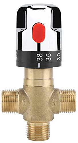 Tissting Valvola Miscelatrice Termostatica G1/2 - Regolazione Temperatura Acqua per Doccia, Bidet, Lavabo, Cucina, 38-42°C, Facile Installazione, Ottone Resistente, Applicazioni Multiple
