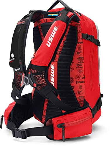 USWE Carve 25L, Ski and Snowboard Backpack for Men and Women, Winter Alpine Daypack, Insulated Snow Hydration Pack with Thermo Cell Freeze Protection, Bounce Free, Red