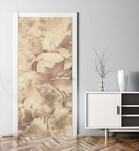MyMaxxi Türtapete selbstklebend - Einteilige Türfolie 90x200 cm - Motiv: Blüten beige Türklebefolie zum verschönern & bekleben der Tür - Türaufkleber aus Klebefolie