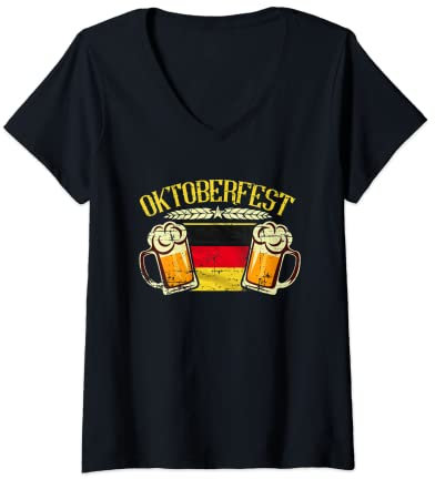 Womens Best Oktoberfest Gift - Beer Stein Drinking Germany October V-Neck T-Shirt