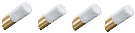 ASXSY Handtuchhaken Gebürstetes Gold und Wei? Kleiderhaken Wandhaken Hakenleiste Messing und Marmor Mantelhaken, Garderobenhaken für Küche, Büro, Bad, Doppelte Installation,4 Pack