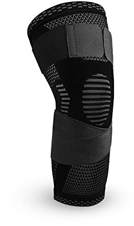2PC Sports Kneepad Men Pressurized Elastic Knee Pads Support Fitness Gear Basketball Volleyball Brace Protector (Color : Black, Size : XL)