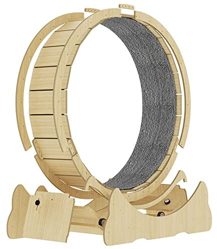 GIZMIT Katzenlaufrad für Haustiere innerhalb von 4-7.5 kg, Katzenübungsrad für Innenkatzen Fitness, Katzen-Laufband aus Hochfaserplatine (L: 96 * 36,5 * 107 cm),Original Wood