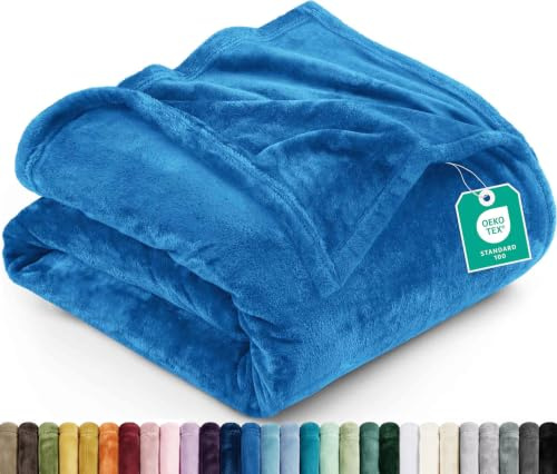 Utopia Bedding Fleecedecke Leichte Decke für Bett, Couch oder Sofa, Geeignet für alle Jahreszeiten [259x228 cm, Königsblau]