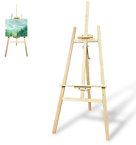 Frevoitna Cavalletto Pittura Grande 150cm, Portatile Treppiede Cavalletti in Legno di Pino, Regolabile Cavalletto Studio Artistico, Cavalletto in Tela per Matrimonio, Professionale Dipingere, Mostre