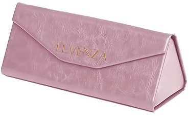 ELVENZA Glasögonfodral, vikbart solglasögonfodral med rengöringsduk, glasögonhållare, Rosa, en storlek