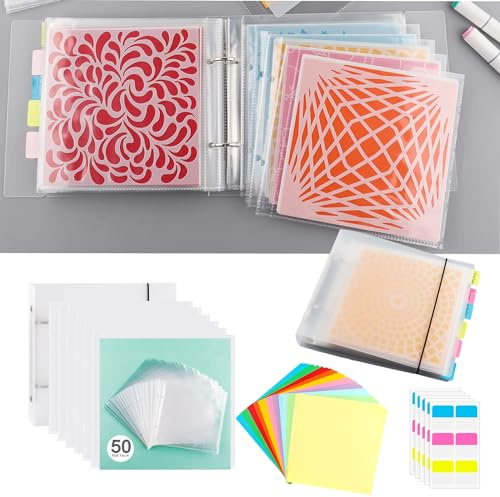 OTCRAFT 111 Page Set 6x6 Cookie Stencil Binder Die Cut & Stamp Storage Folder Organizer