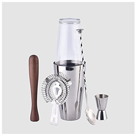 SePkus Coctelera Juego de coctelera Coctelera de Acero Inoxidable Mezclador Profesional Barras de coctelera Herramientas con mortero de Madera Kit de Barman Regalos Bartender