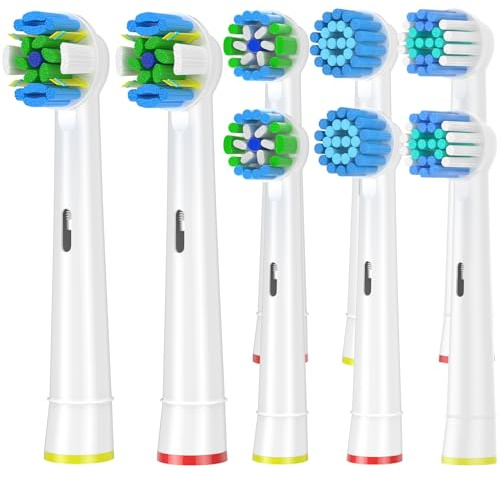 Qitizu Brossette Compatible avec Braun Oral-b, Têtes de Rechange pour Brosse à Dents Electrique Braun Oral-b, Inclure Precision, Floss, Cross, Sensitive (8 Blanc)