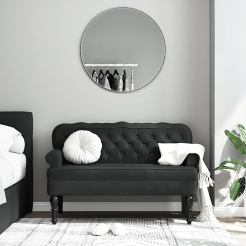 Festnight Sitzbank mit Rückenlehne Retro Sofabank mit Armlehne 2 Sitzer Sofa Polsterbank Loungesofa Küchensofa Flurbank Loungebank Esszimmerbank Essbank Stoffsofa Küchenbank Bank Küche Schwarz