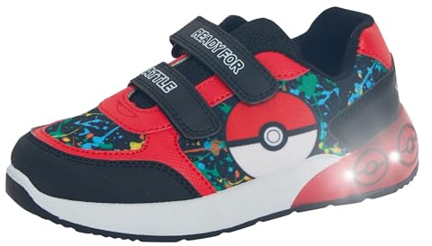 Pokemon barn lyser upp träningsskor flickor pojkar pokeball touch fäst LED blinkande sportskor med ljus