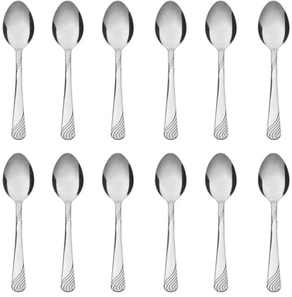 NOBILE LOVELYCARE 12er Set Mokka Löffel Zuckerlöffel Kaffeelöffel Farbe Silber glänzend