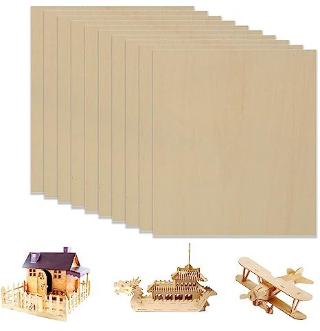 IKIER Lot de 10 plaques de contreplaqué A4 - 297 x 210 x 3 mm - En bois de tilleul - Pour projets laser, bricolage, modèle, art et artisanat, peintures
