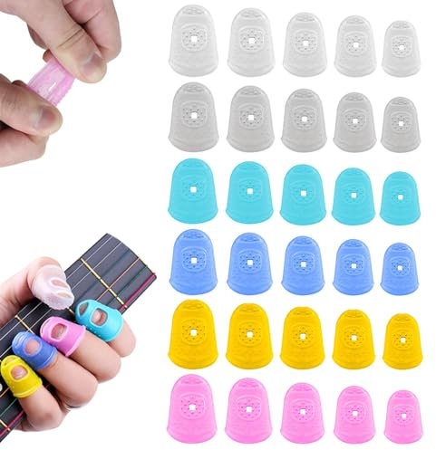 RHQFDM 30 Piezas Protector de Dedos de Silicona Para Guitarra - Reutilizable Para Tocar Instrumentos
