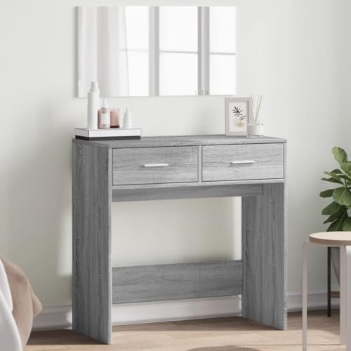 ZEYUAN Schminktisch mit Spiegel Grau Sonoma 80x39x80 cm, Schminken Tisch, Frisiertisch, Kosmetiktisch, Schminkkommode, Schmink Tisch, Make Up Tisch - 840707