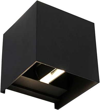LED Außenwandleuchte Dubai, moderne mini Wandlampe aus Aluminium in Anthrazit, Außenlampe, 650 Lumen, warmweißes Licht 3000K, eckige Wandleuchte mit Up- & Down-Effekt,Lichtstrahl einstellbar