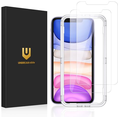 UNBREAKcable Bruchsichere Displayschutzfolie aus gehärtetem Glas für iPhone 11/iPhone XR [2er-Pack] [Einfacher Installationsrahmen] [9H Härte] [99,99% HD klar] [blasenfrei] für Apple 6,1 Zoll