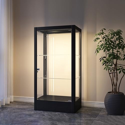 BRCYKRWY Vitrinenschrank Glasvitrine Stehend Vitrinenschrank Küchenschrank Vitrine Aus Glas Display Cabinet Für Wohnzimmer Ausstellungsvitrine Aus Hartglas Vitrine Für Sammlung Sammlerstücke Bücher We