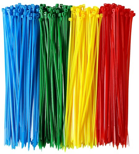 400 Stück kleine, farbige Kabelbinder, 10,2 cm, mehrfarbig, für Deko-Mesh-Kranz, UV-beständig, starke Nylon-Kabelbinder, selbstschließend, 10,2 cm Kabelbinder (10,2 cm)