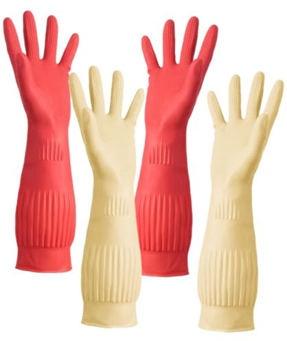 AUTSUPPL 2pairs Dishwashing Gloves Slip Kitchen Cleaning Gloves Food Scrub Reusable Dishwashing Kitchen for Washing Dishes