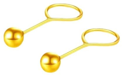 AMDXD Gelbgold 24K Au999 Ohrringe Echt Goldschmuck, Kugel Stern Herz Ohrstecker, 999 Gold Ohrringe Weihnachten