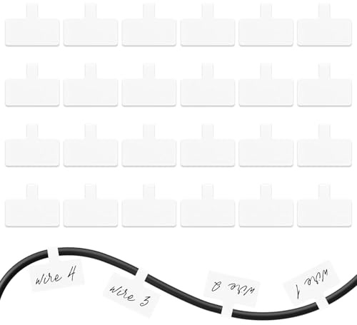 24-Stück Wiederverwendbare Kabelbeschriftung,Weiß Kabeletiketten,Vielseitige Kabelmarkierungen,4 × 2 cm Schreibfläche Kabel Etiketten zum Kabelbeschriftung Clip für Kabelmanagement und Identifikation